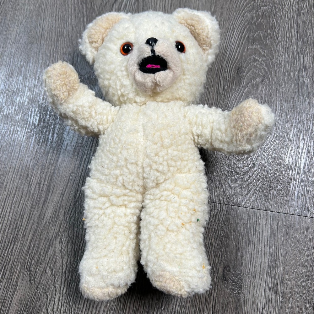 Russ Berrie Snuggle Bear Plush 10" Cream Vintage 1980s Advertising Mascot 3145